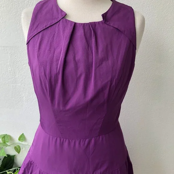 CUE Purple Sleeveless Pleated Fit n Flare Dress Size 8 New w Tags RRP $249 - Picture 3 of 12